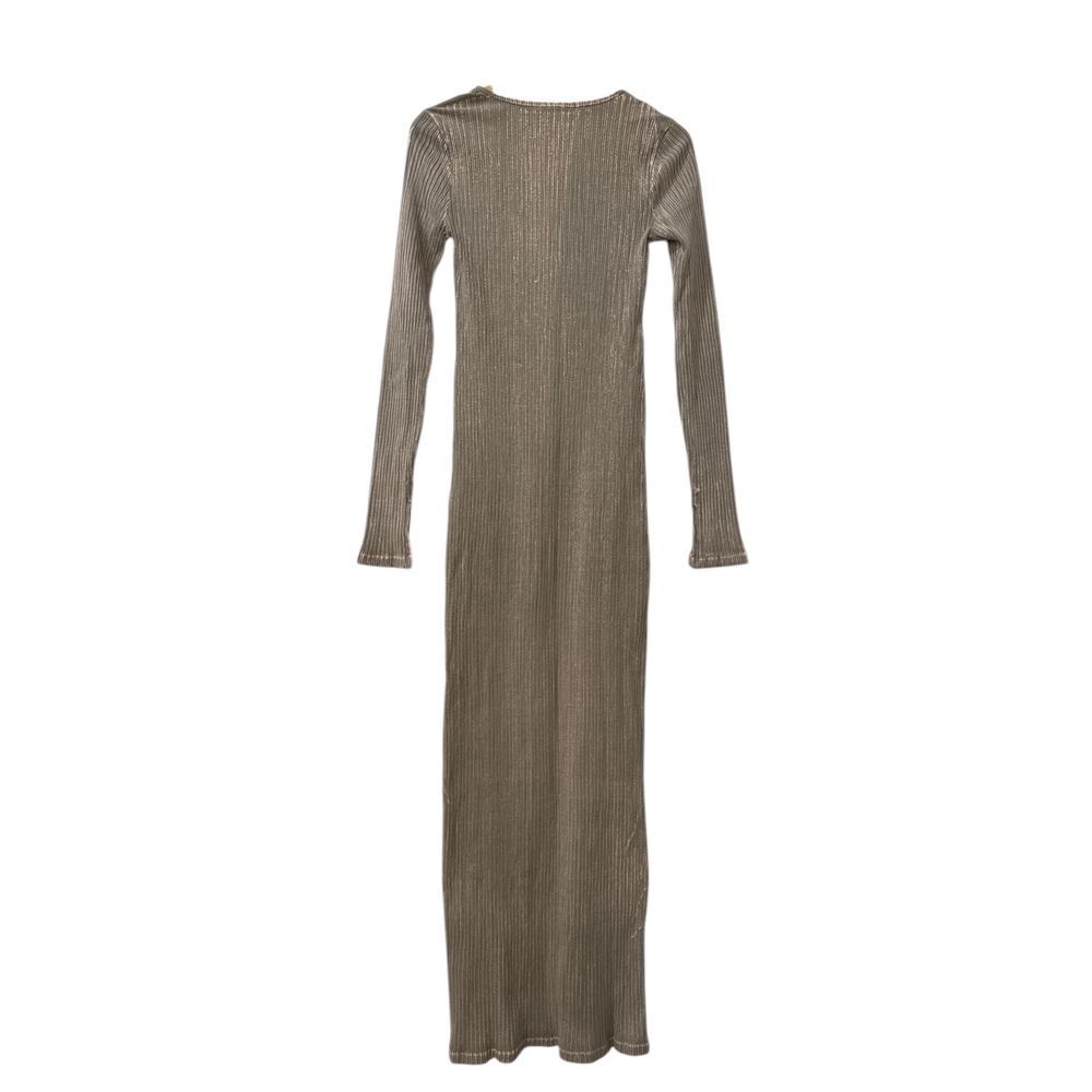 Topshop Ribbed Bleach Wash‎ Scoop Neck Jersey Midi Dress Gray and Pink Size 8-10 - Picture 2 of 3